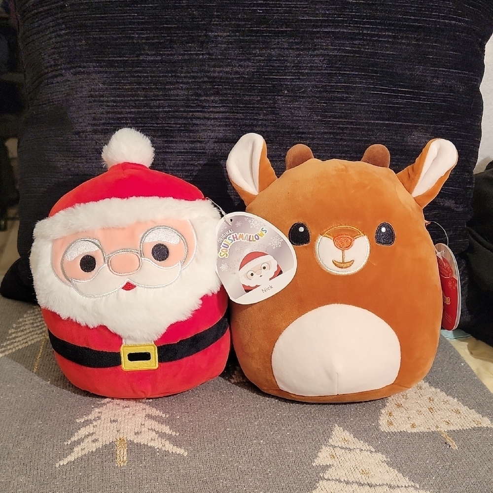 2021 Squishmallows Red Santa and Brown Reindeer Set